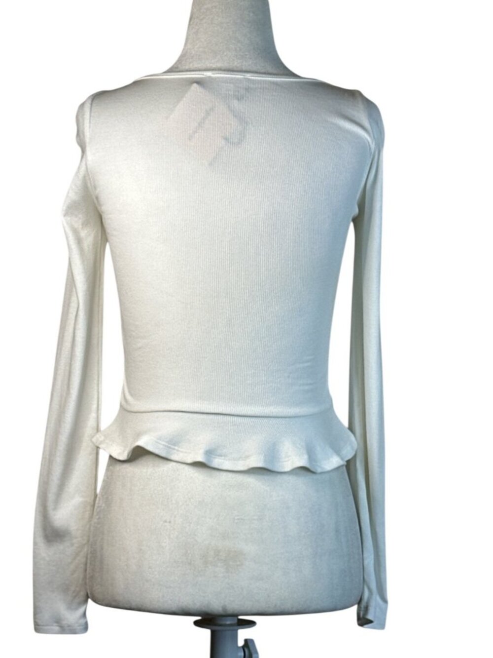 superdown Priscilla Ribbed Top in White X-Small New Womens Long Sleeve Blouse - Picture 7 of 9